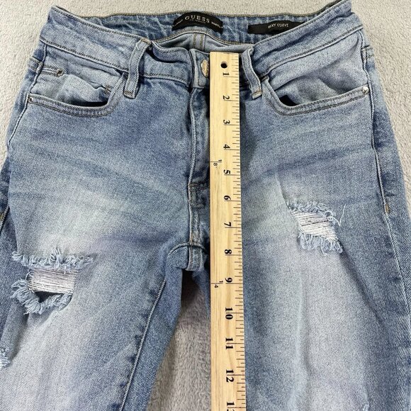 Guess Women's Blue Sexy Curve Low-Rise Stretch Ripped Jeans - Picture 5 of 10